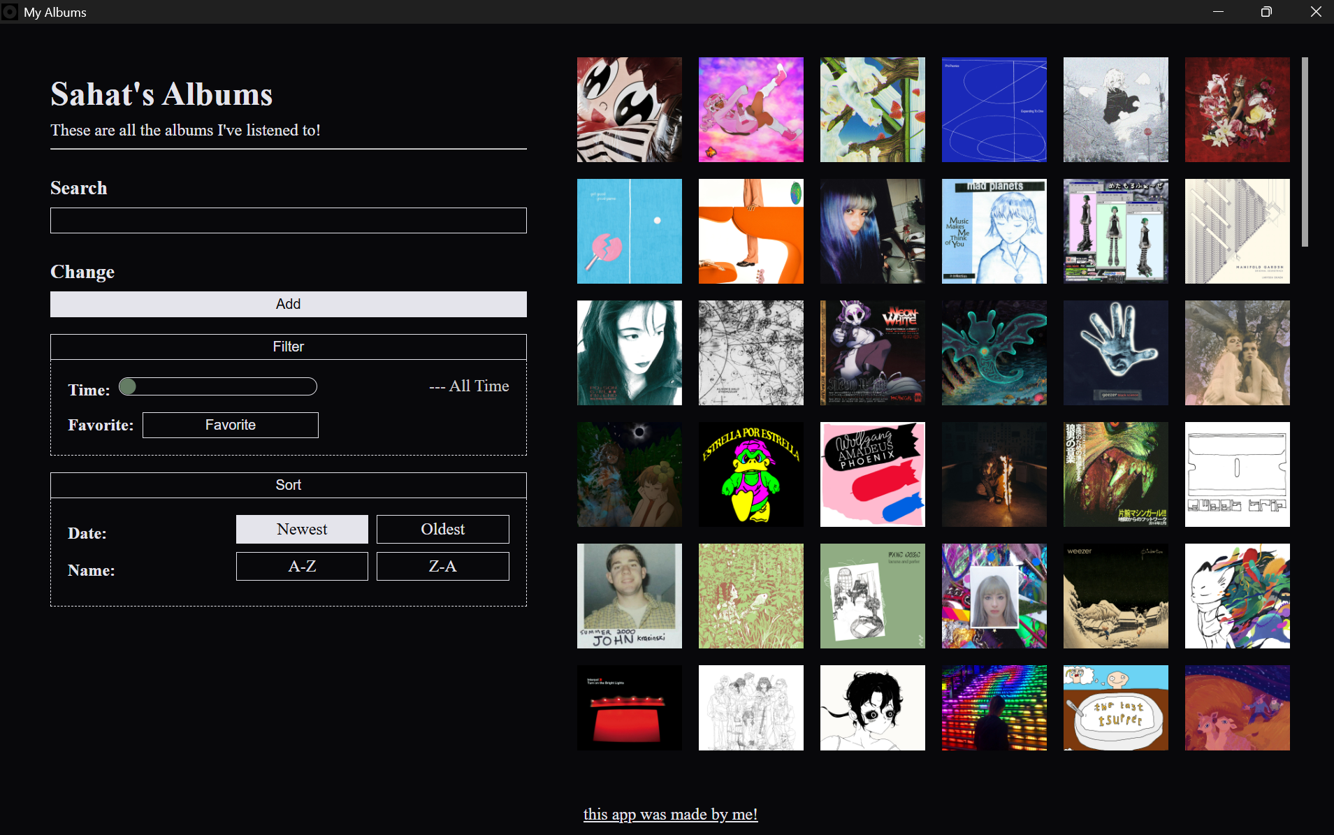 image of an app listing various album covers